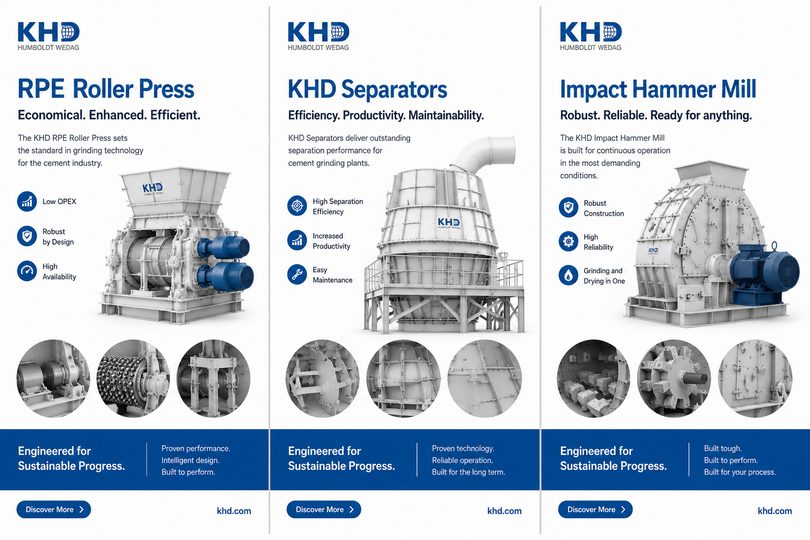KHD Humboldt Wedag roller press, separators and impact hammer mill